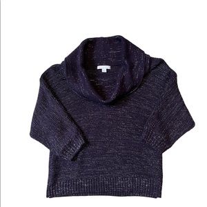 Dark purple and silver cowl neck short sweater
